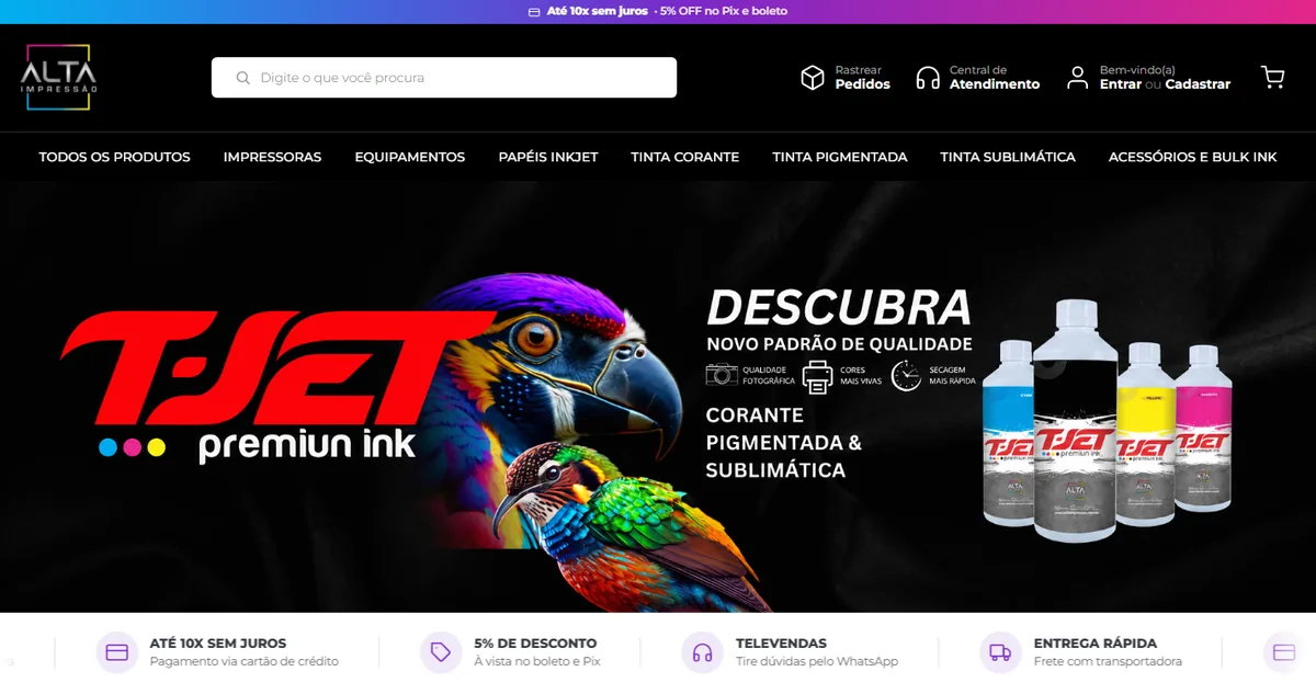 Página inicial da loja Alta Impressão